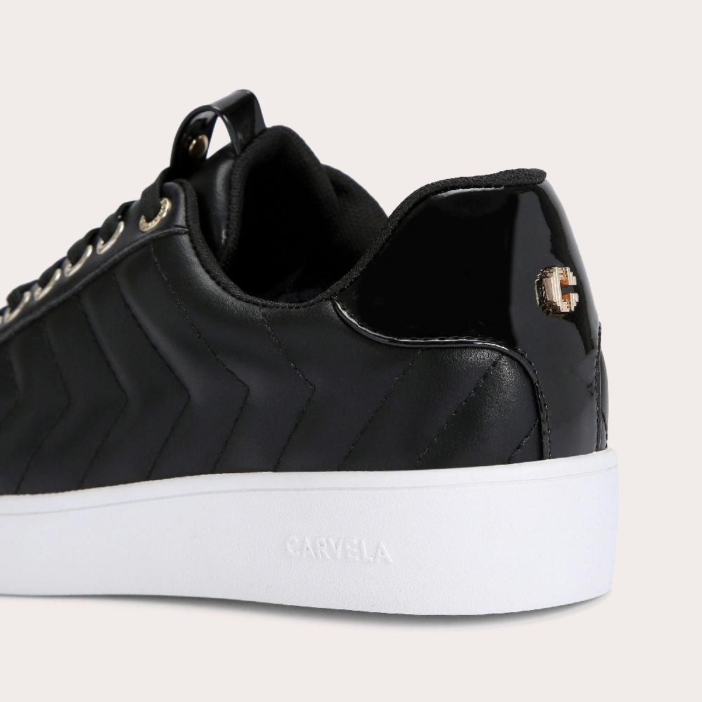 Carvela JOYFUL QUILT Black Lace Up Trainers By CARVELA