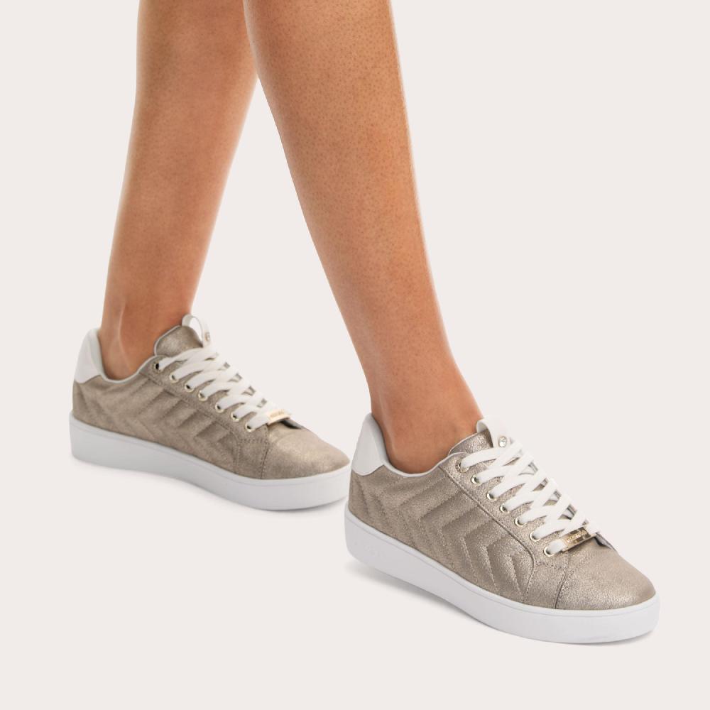 Carvela JOYFUL QUILT Metallic Bronze Lace Up Trainer By CARVELA