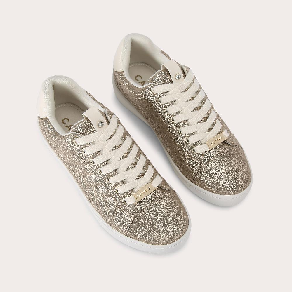 Carvela JOYFUL QUILT Metallic Bronze Lace Up Trainer By CARVELA
