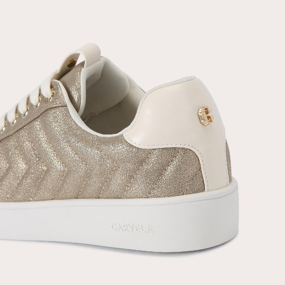 Carvela JOYFUL QUILT Metallic Bronze Lace Up Trainer By CARVELA