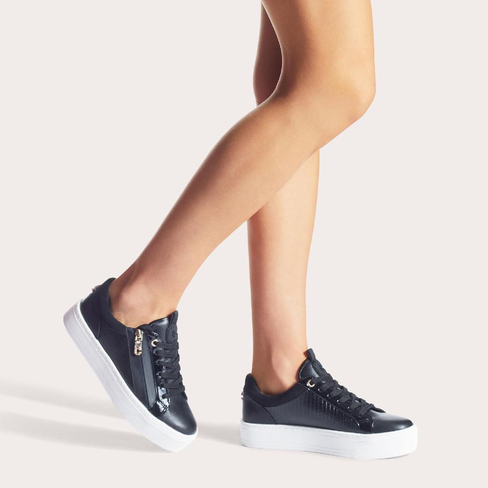 Carvela JUNIOR ZIP White Croc Print Zipped Trainers By CARVELA