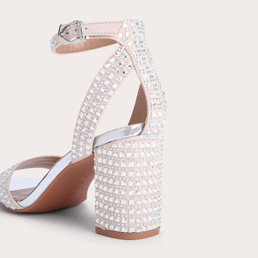 Carvela KIANNI Blush Jewelled Block Heel Sandal By CARVELA