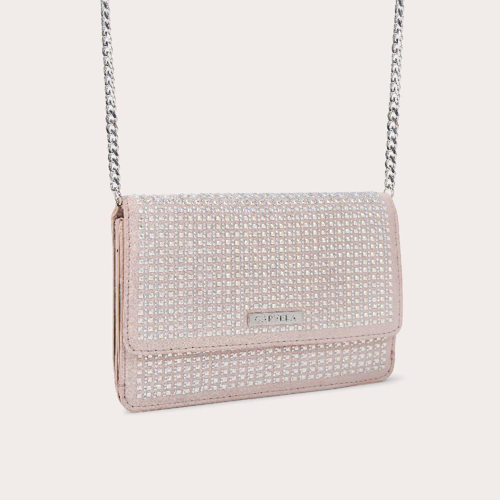 Carvela KIANNI CLUTCH Blush Fabric Jewelled Clutch Bag By CARVELA
