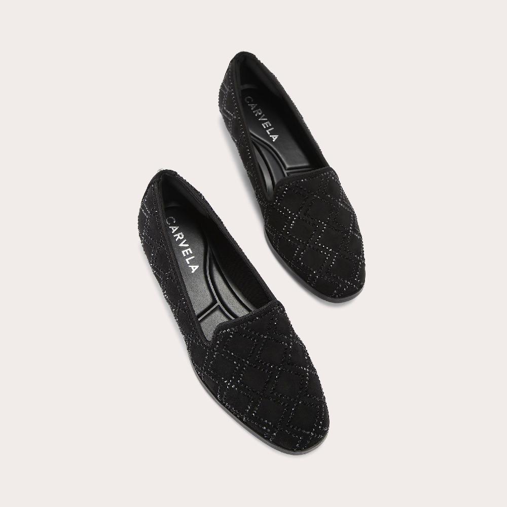 Carvela KINGSLEY LOAFER Black Crystal Slip On Loafer By CARVELA