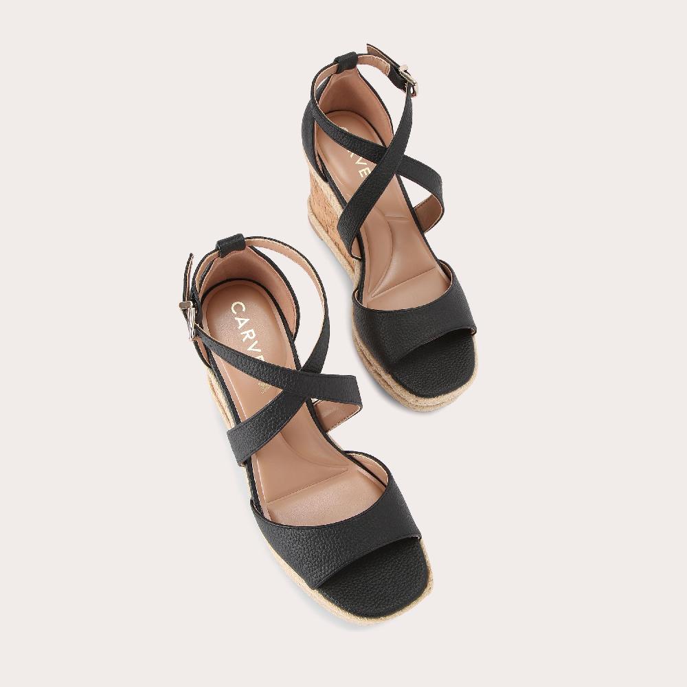 Carvela KROSS WEDGE Black Wedge Heel Sandal By CARVELA