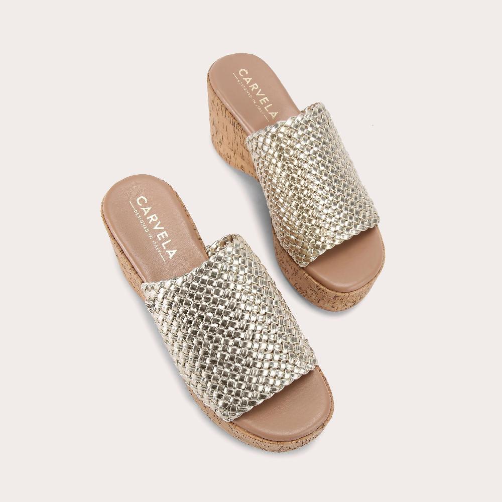 Carvela KRYPTON WEAVE WEDGE Gold Woven Wedge Heel By CARVELA COMFORT