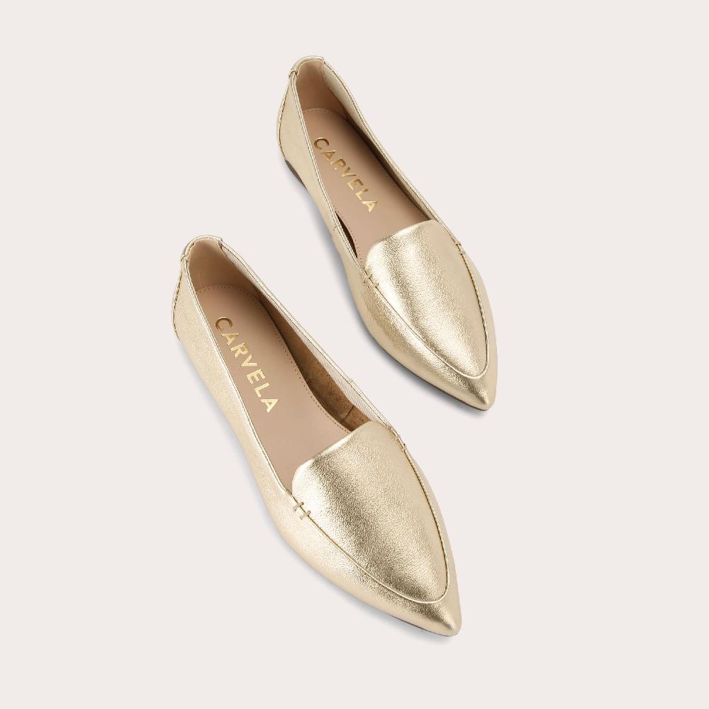 Carvela LANDED 2 Gold Leather Slip On Flats By CARVELA