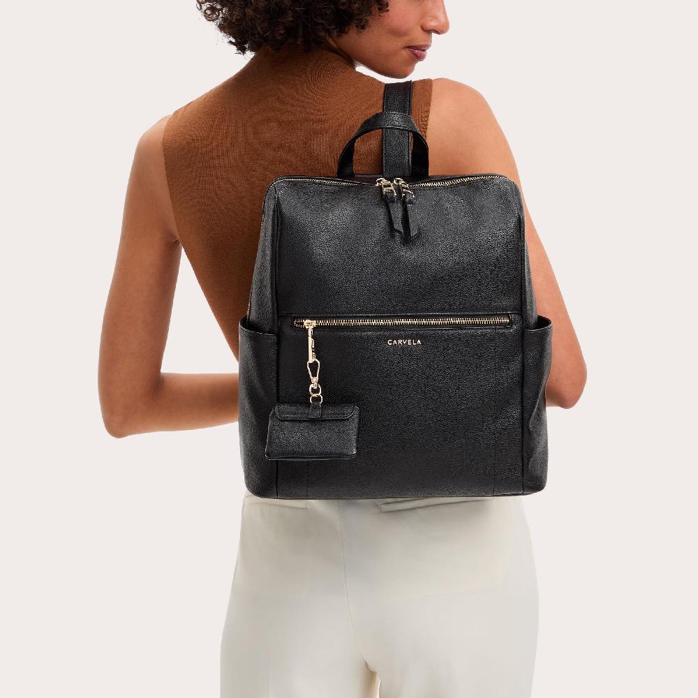 Carvela LARGE BACKPACK Black Grained Backpack By CARVELA