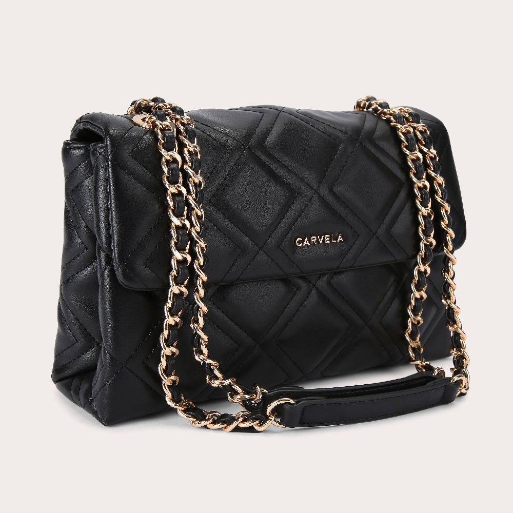 Carvela LARGE ROSA CHAIN SHOULDER Black Quilted Shoulder Bag By CARVELA