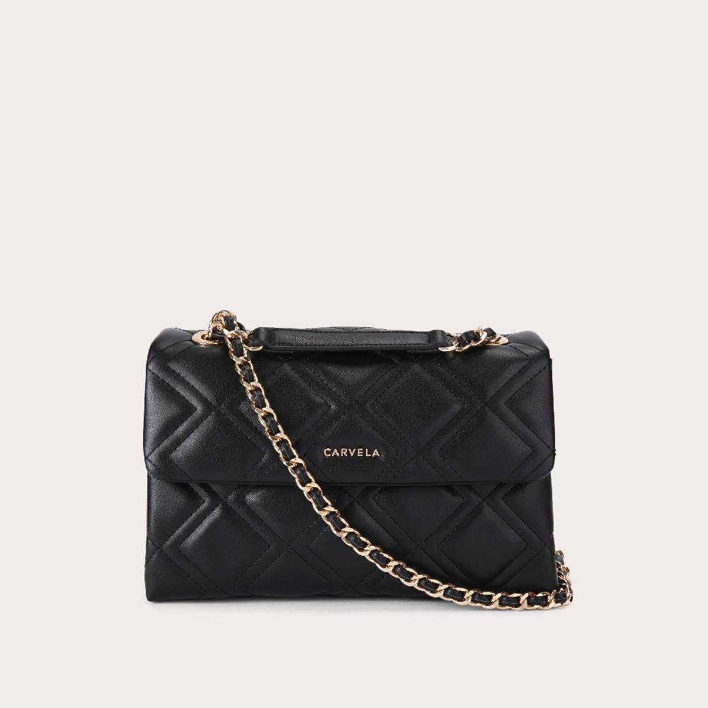 carvela LARGE ROSA CHAIN SHOULDER Black Quilted Shoulder Bag by CARVELA