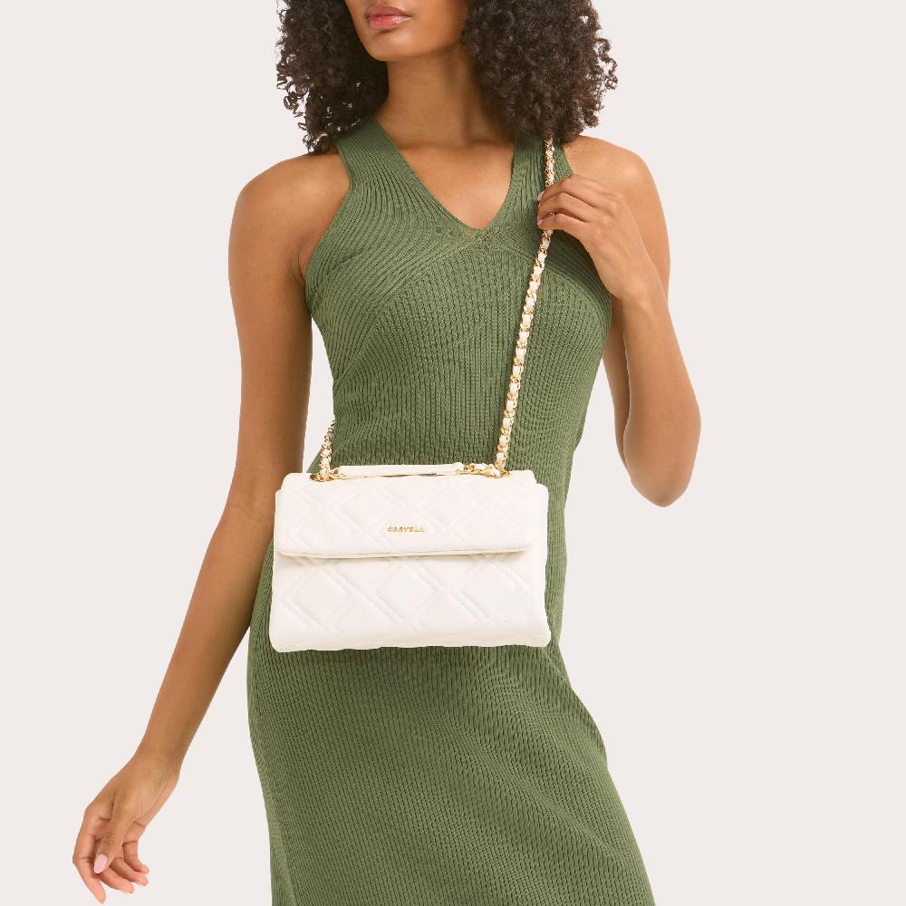 Carvela LARGE ROSA CHAIN SHOULDER Bone Quilted Shoulder Bag By CARVELA