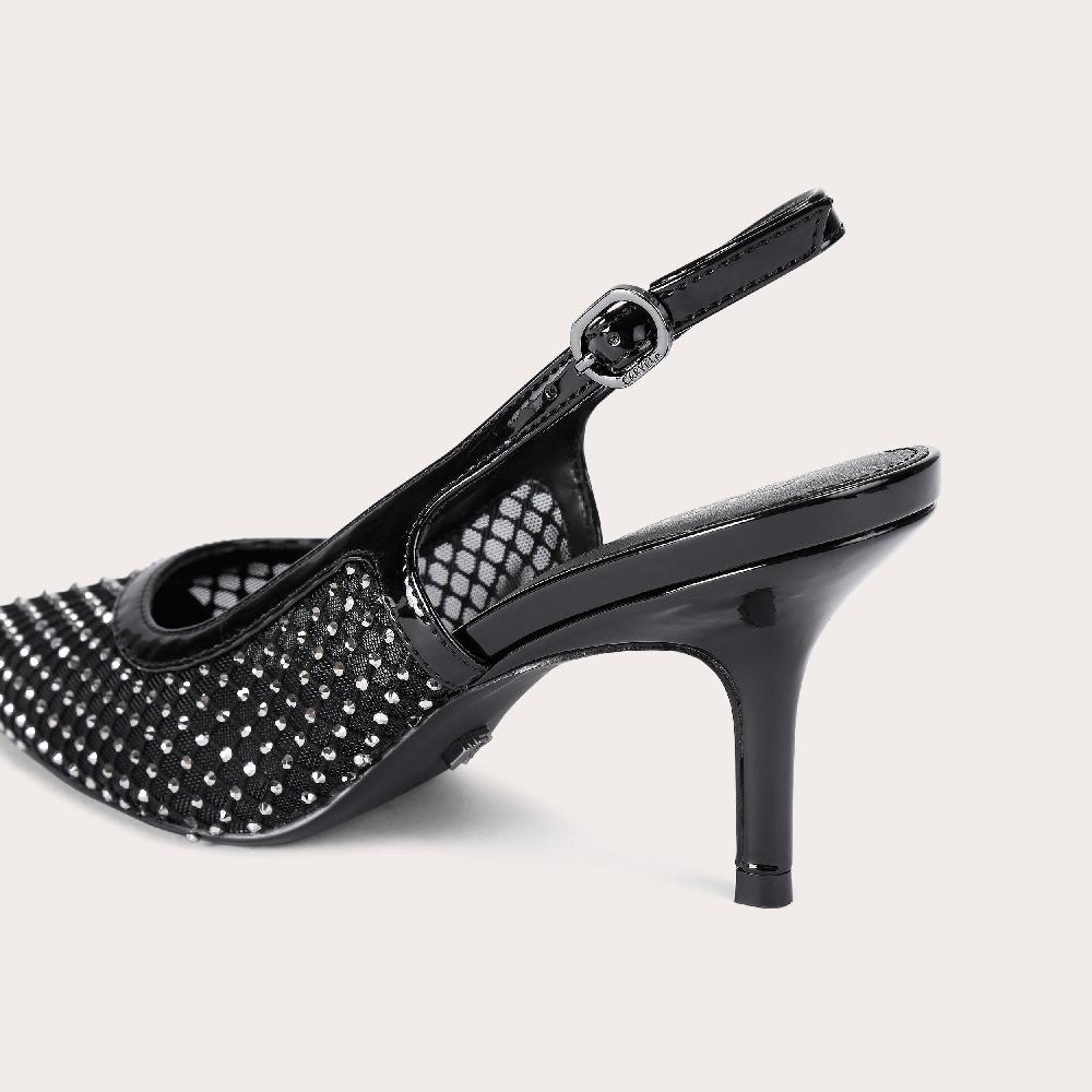 Carvela LAVISH JEWEL Black Crystal Kitten Slingback Heel By CARVELA