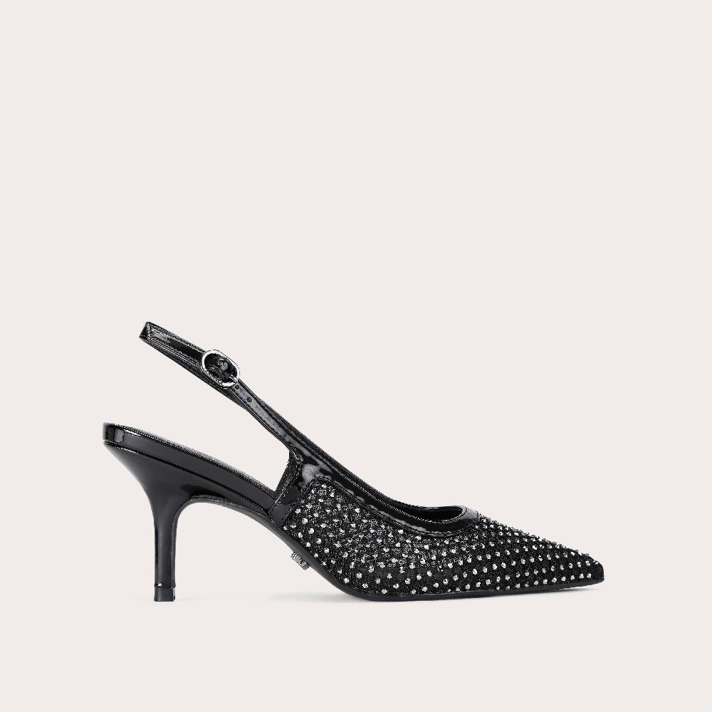 carvela LAVISH JEWEL Black Crystal Kitten Slingback Heel by CARVELA