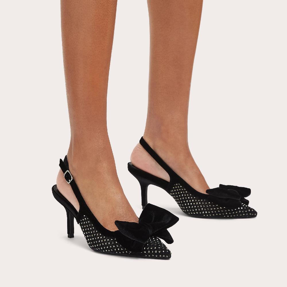 Carvela LAVISH JEWEL BOW Black Fabric Bow Heel By CARVELA