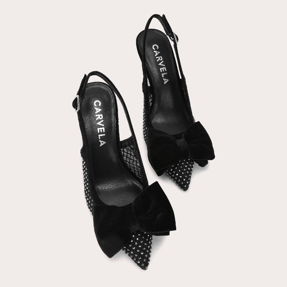 Carvela LAVISH JEWEL BOW Black Fabric Bow Heel By CARVELA