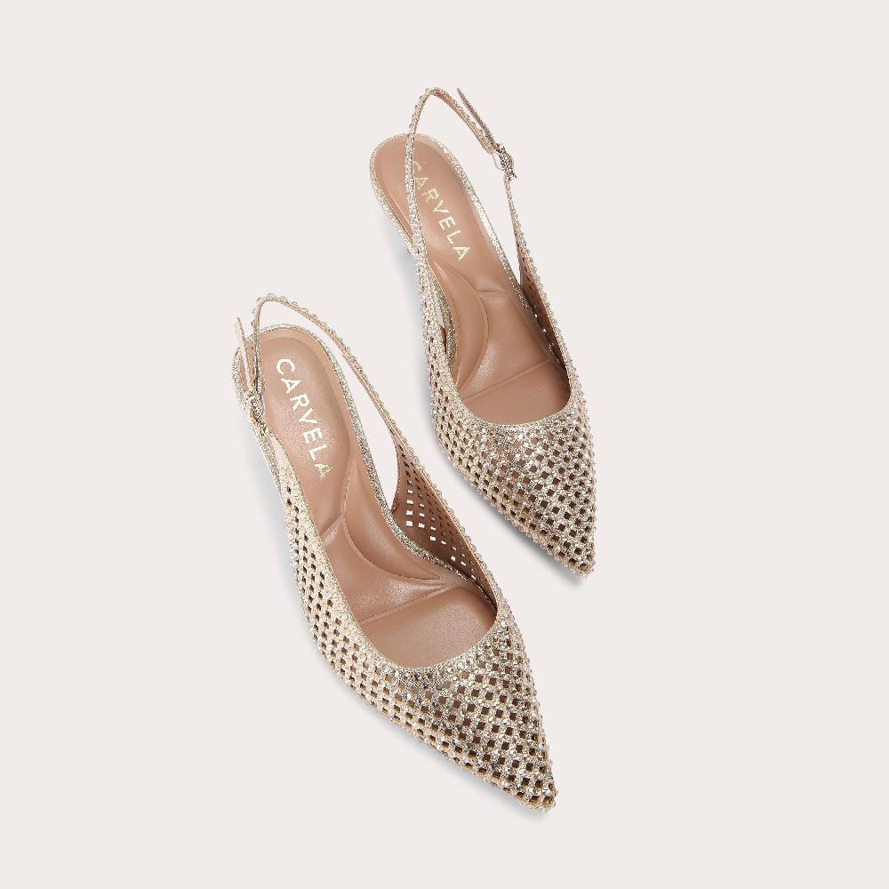 Carvela LAZER SLING Gold Laser Cut Slingback Heel By CARVELA