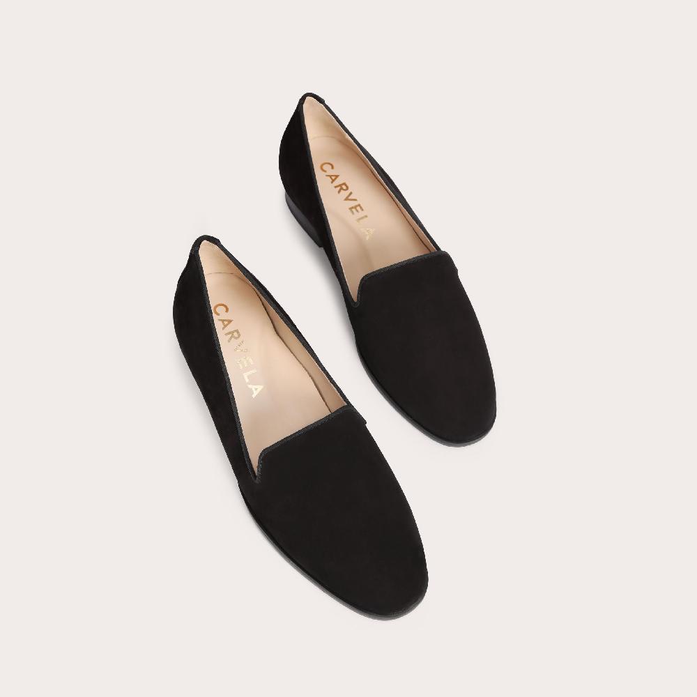 Carvela LEGEND Black Suede Slip On Flat Shoes By CARVELA COMFORT