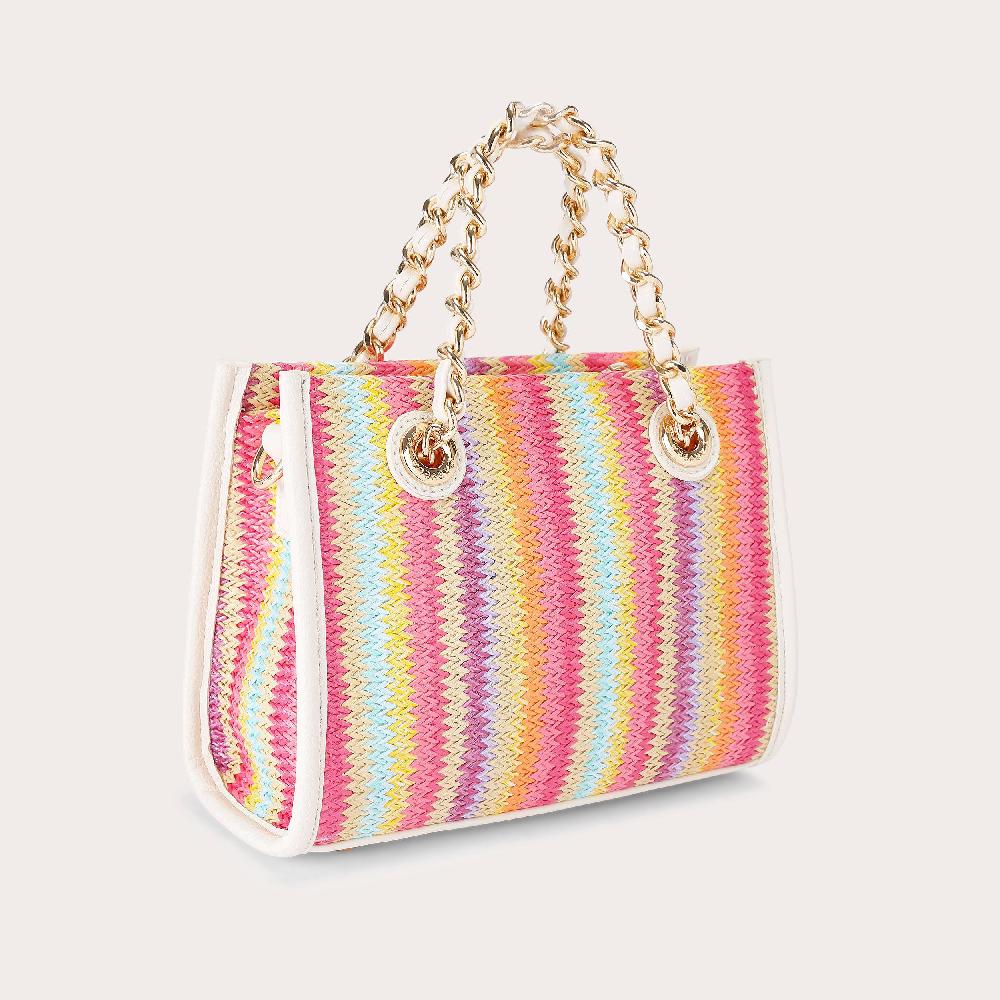 Carvela LEILA RAFFIA MINI TOTE Rainbow Raffia Mini Tote Bag By CARVELA