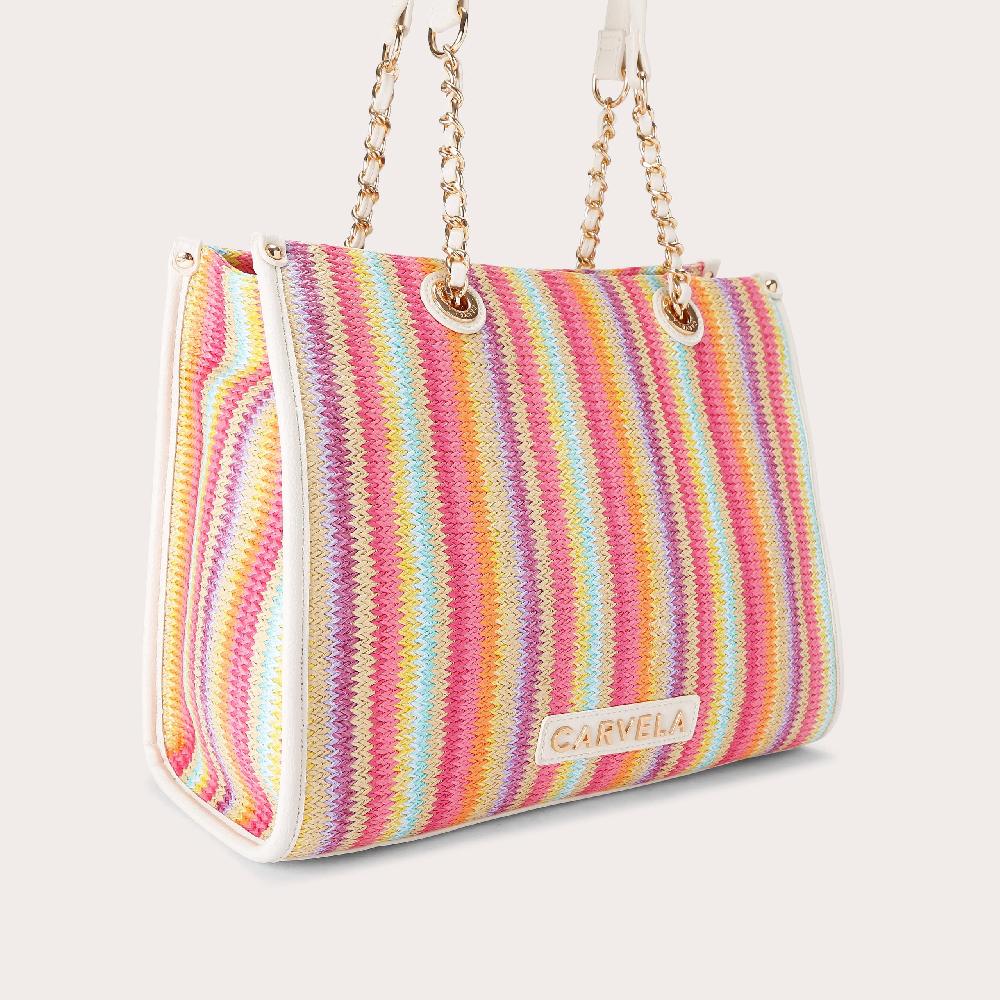 Carvela LEILA RAFFIA TOTE Rainbow Stripe Tote Bag By CARVELA