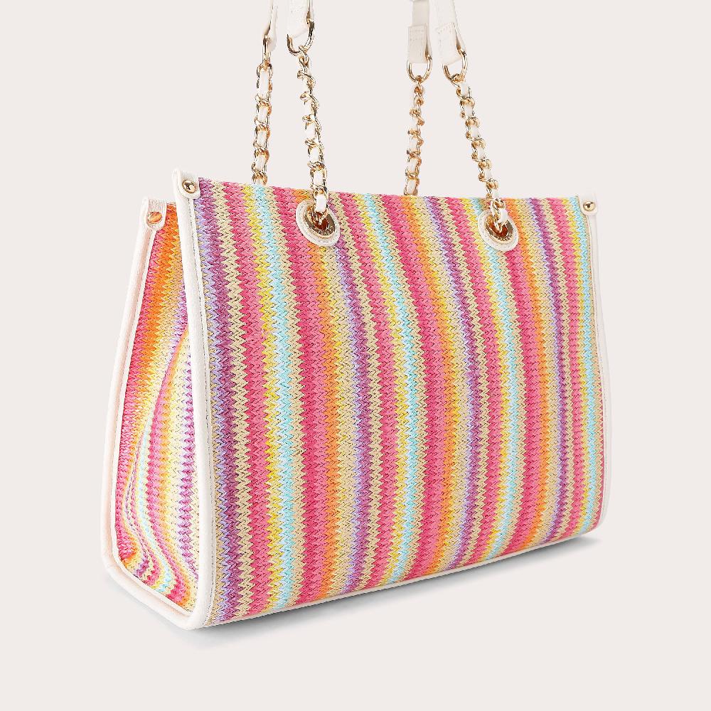 Carvela LEILA RAFFIA TOTE Rainbow Stripe Tote Bag By CARVELA