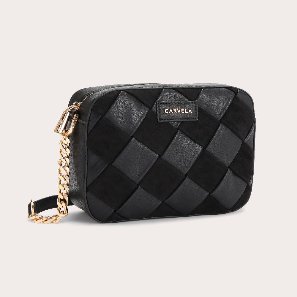Carvela LEXI WEAVE XBODY Black Woven Cross Body Bag By CARVELA