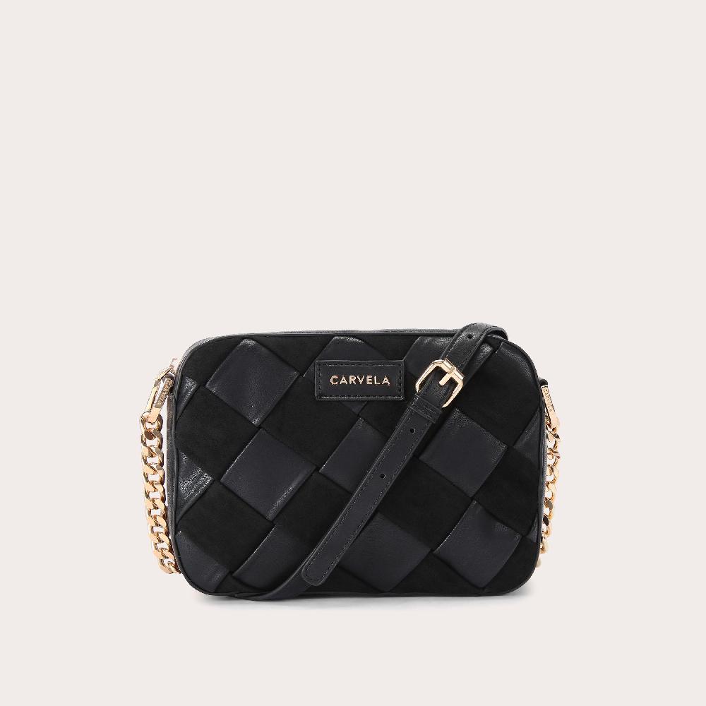 carvela LEXI WEAVE XBODY Black Woven Cross Body Bag by CARVELA