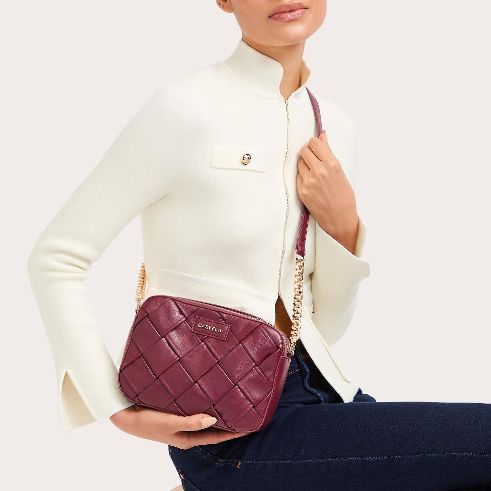 Carvela LEXI WEAVE XBODY Wine Cross Body Bag By CARVELA