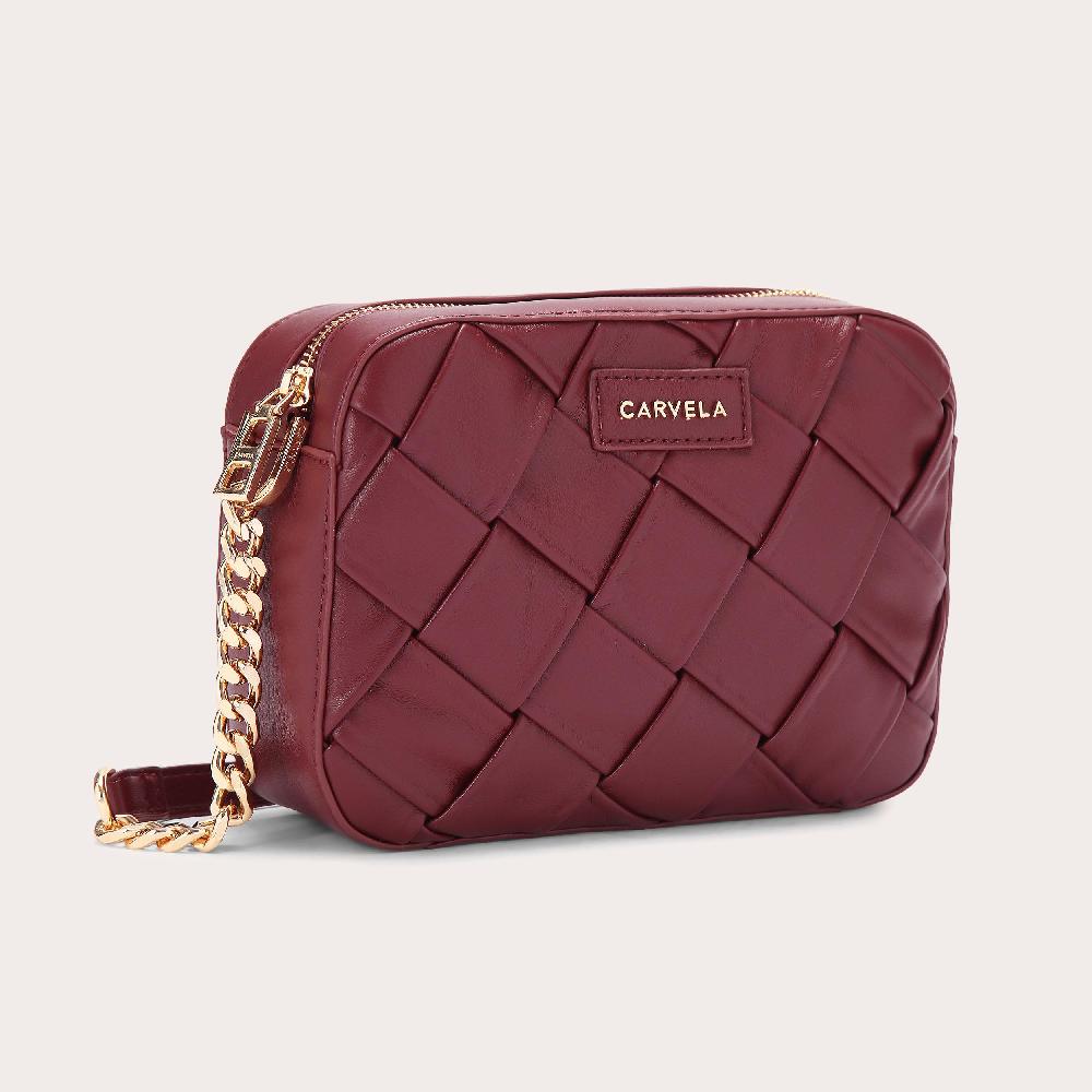 Carvela LEXI WEAVE XBODY Wine Cross Body Bag By CARVELA