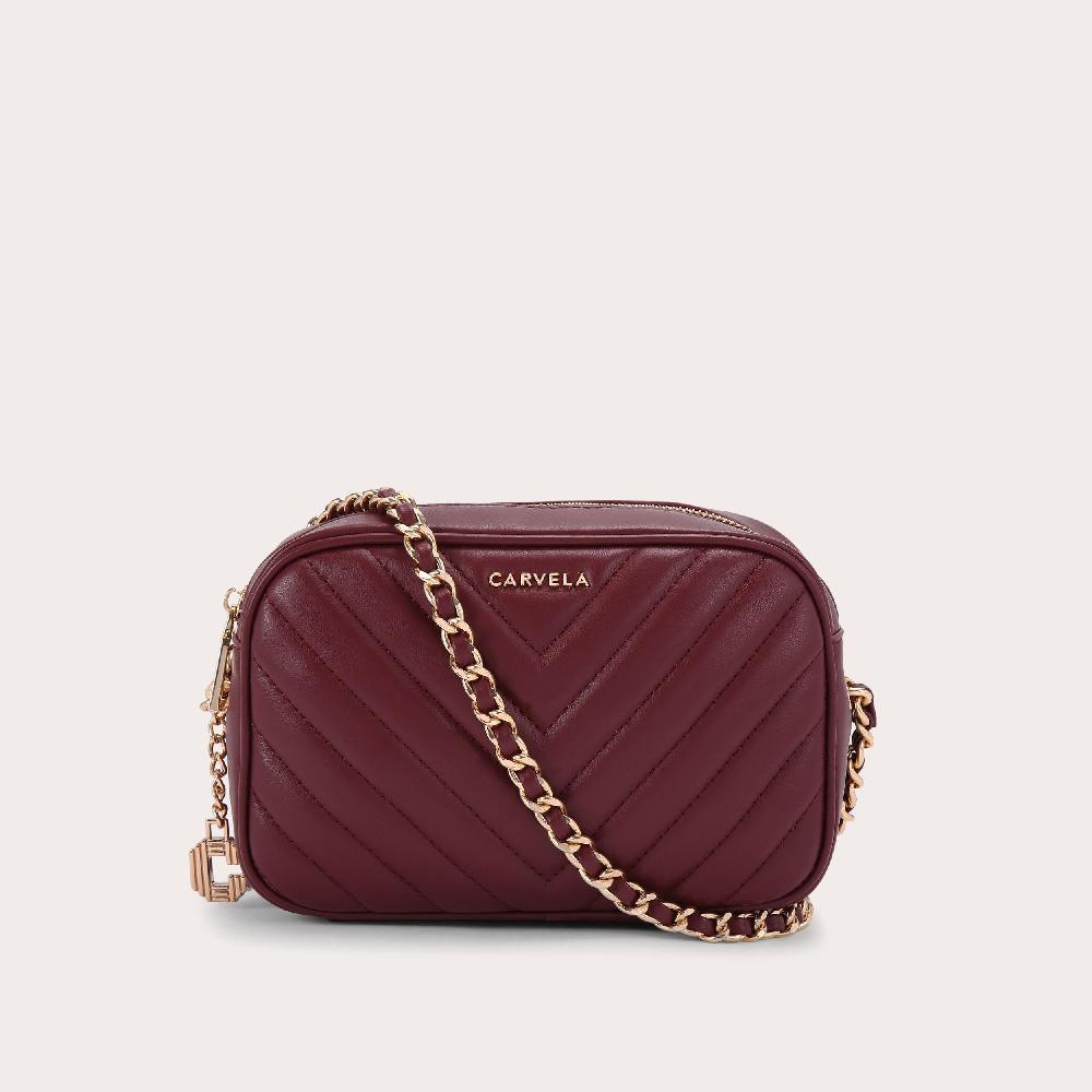 carvela LOLA CROSS BODY Dark Red Leather Alternative Cross Body Bag by CARVELA