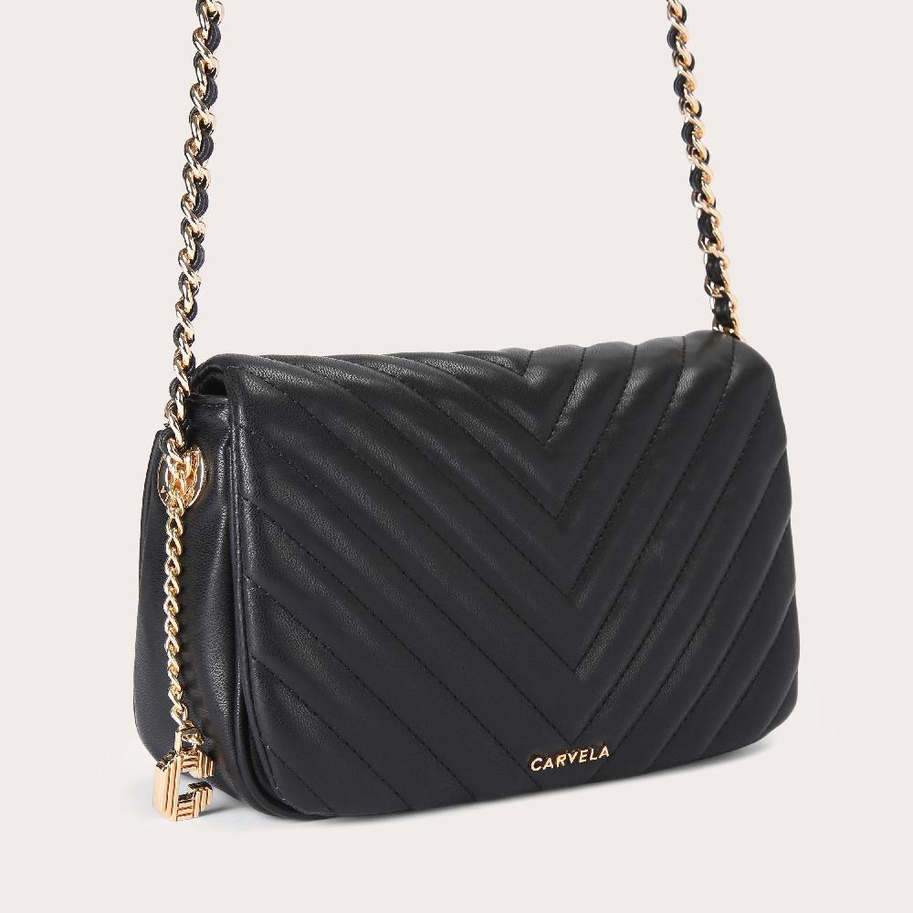 Carvela LOLA SHOULDER BAG Black Flap Over Bag By CARVELA
