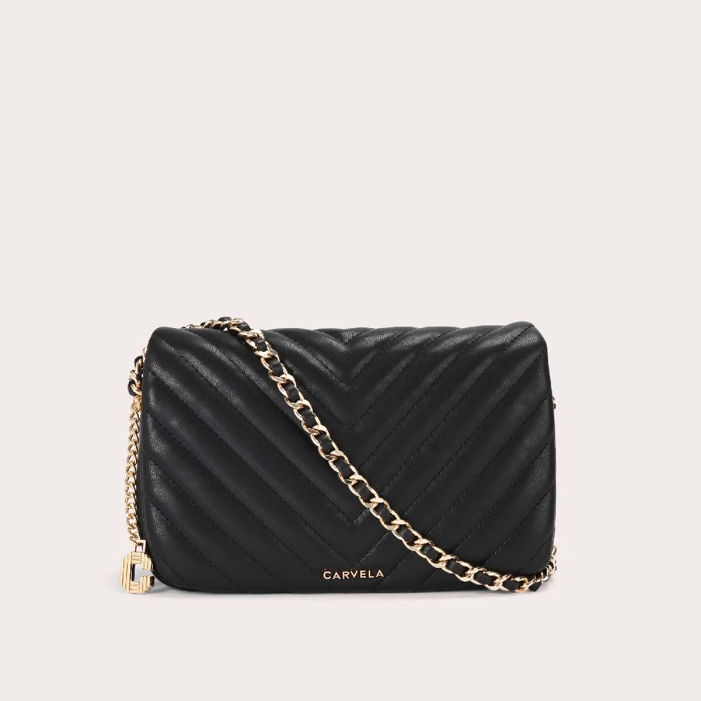 carvela LOLA SHOULDER BAG Black Flap Over Bag by CARVELA