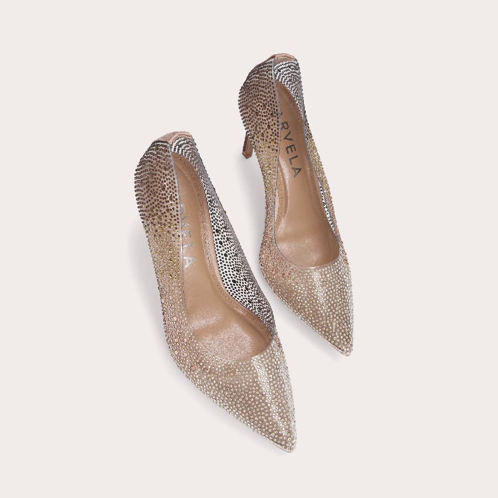 Carvela LOVEBIRD VINYL Blush Vinyl Crystal Heels By CARVELA