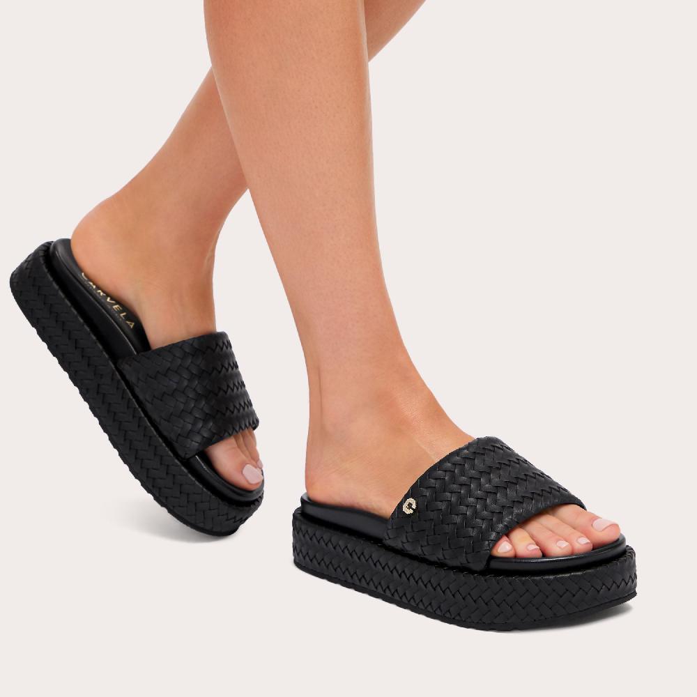 Carvela LUCCA FLATFORM Black Woven Flatform Sandal By CARVELA