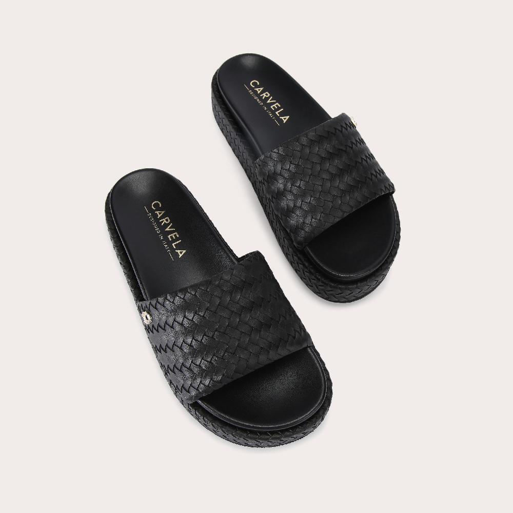 Carvela LUCCA FLATFORM Black Woven Flatform Sandal By CARVELA