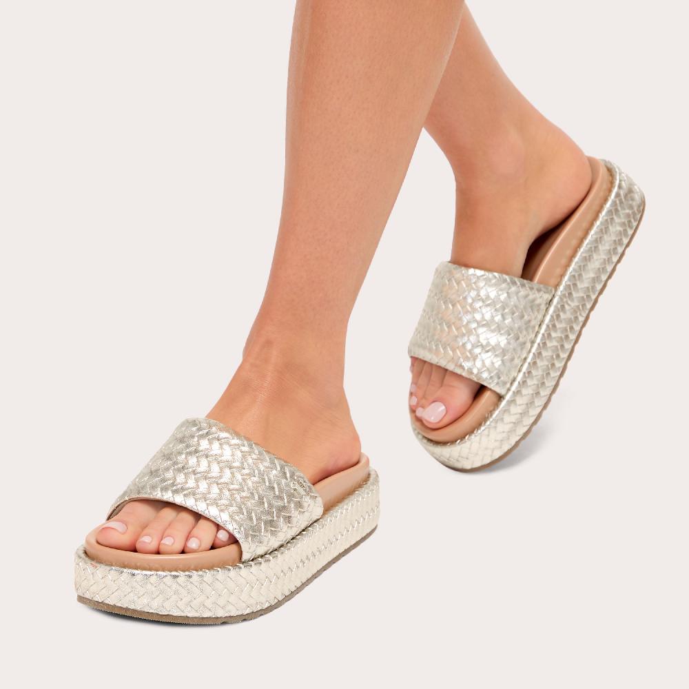 Carvela LUCCA FLATFORM Gold Woven Flatform Sandal By CARVELA