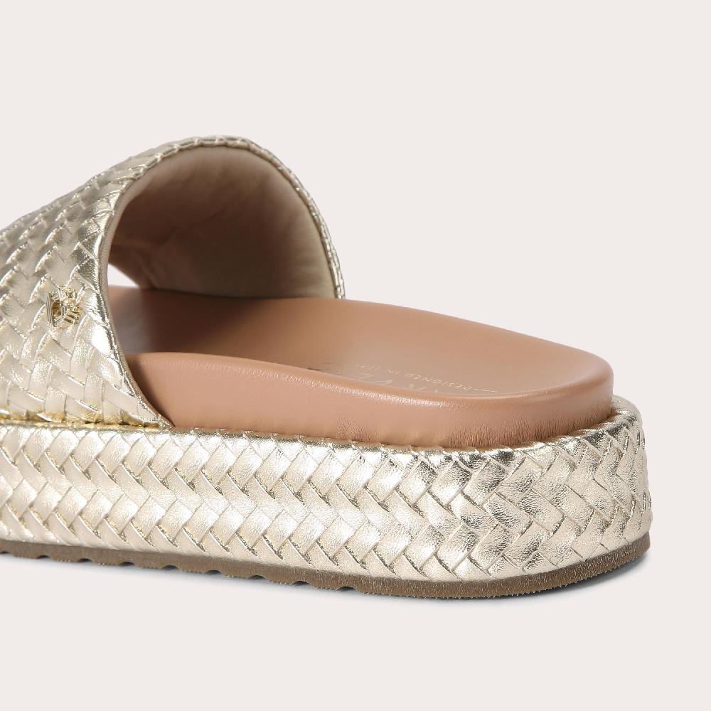Carvela LUCCA FLATFORM Gold Woven Flatform Sandal By CARVELA