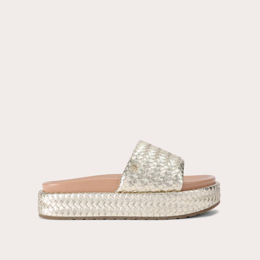 carvela LUCCA FLATFORM Gold Woven Flatform Sandal by CARVELA