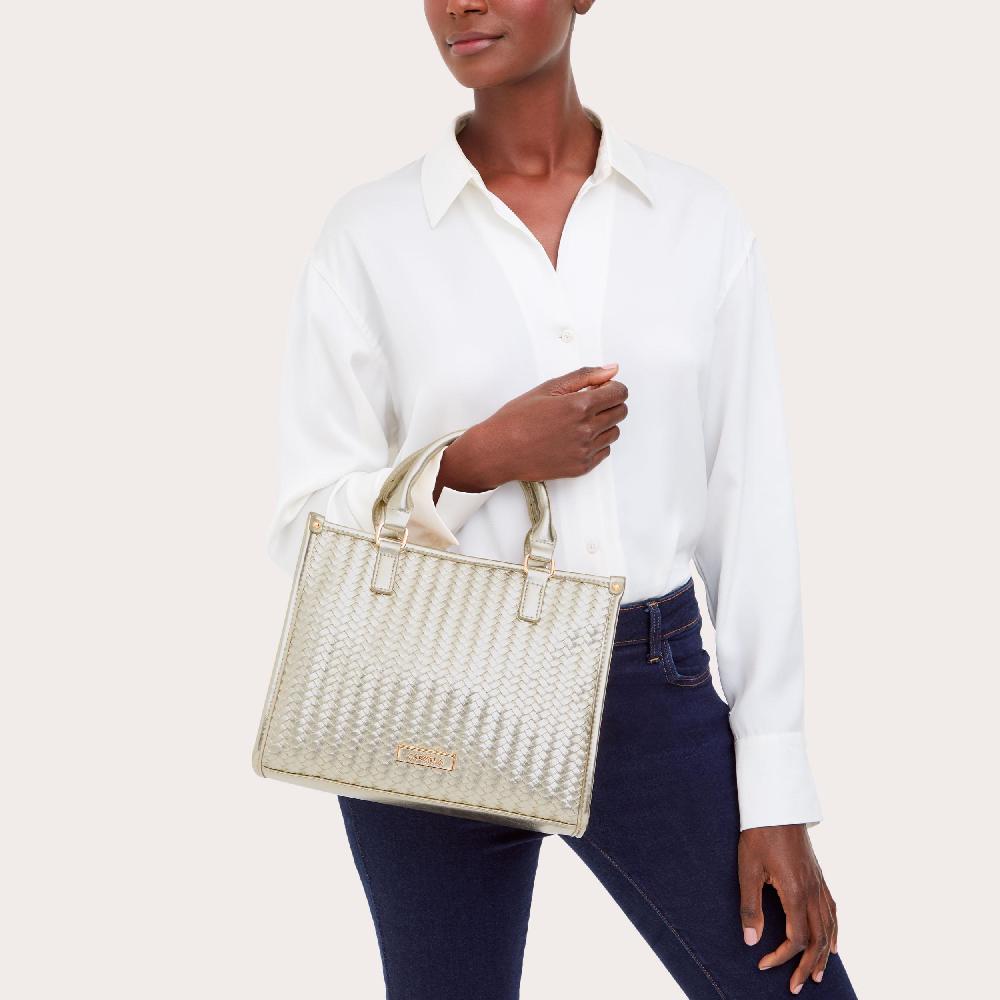 Carvela LUCIA MIDI TOTE Metallic Gold Midi Tote Bag By CARVELA