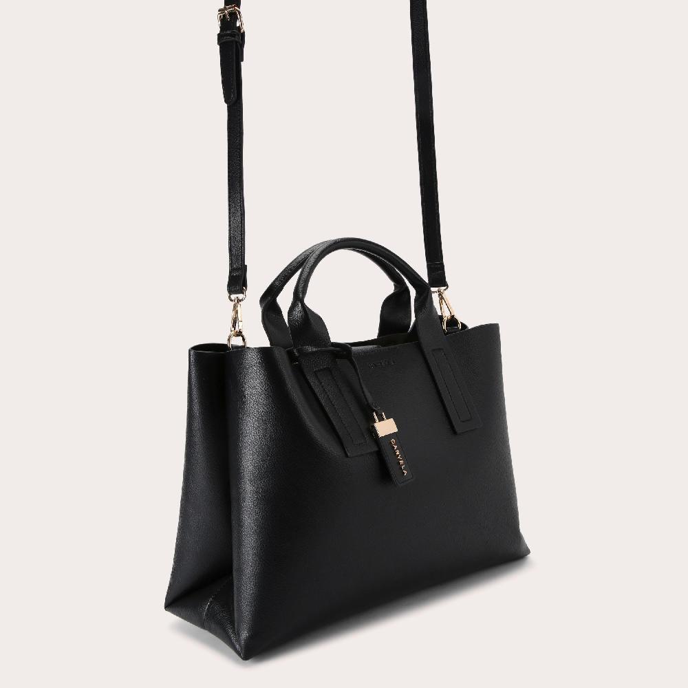 Carvela LUNA MIDI TOTE Black Textured Tote Bag By CARVELA