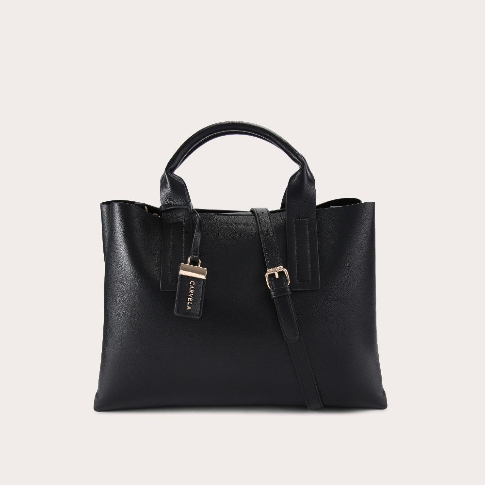 carvela LUNA MIDI TOTE Black Textured Tote Bag by CARVELA