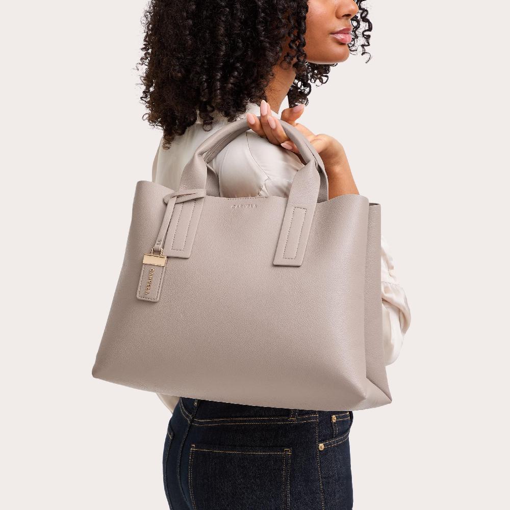 Carvela LUNA MIDI TOTE Taupe Leather Alternative Tote Bag By CARVELA