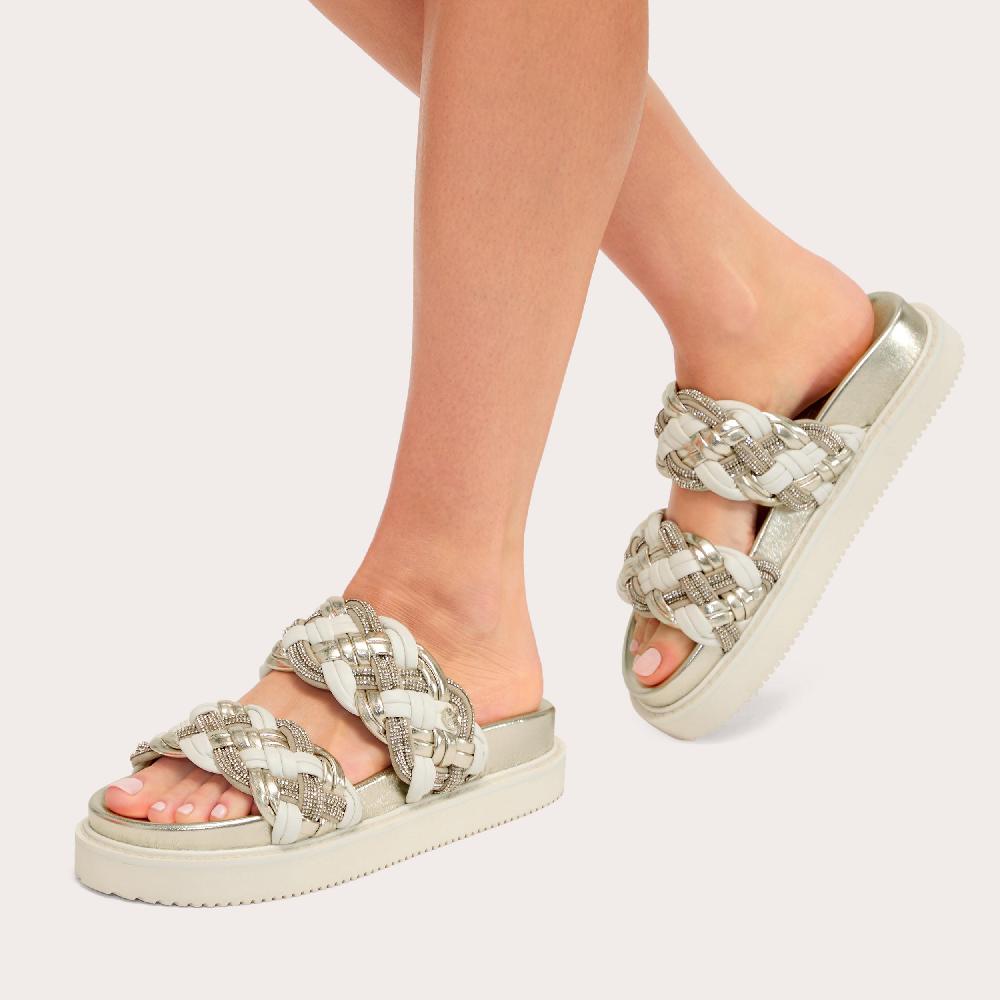 Carvela MAIELLA FLATFORM Gold And Bone Flatform Sandal By CARVELA