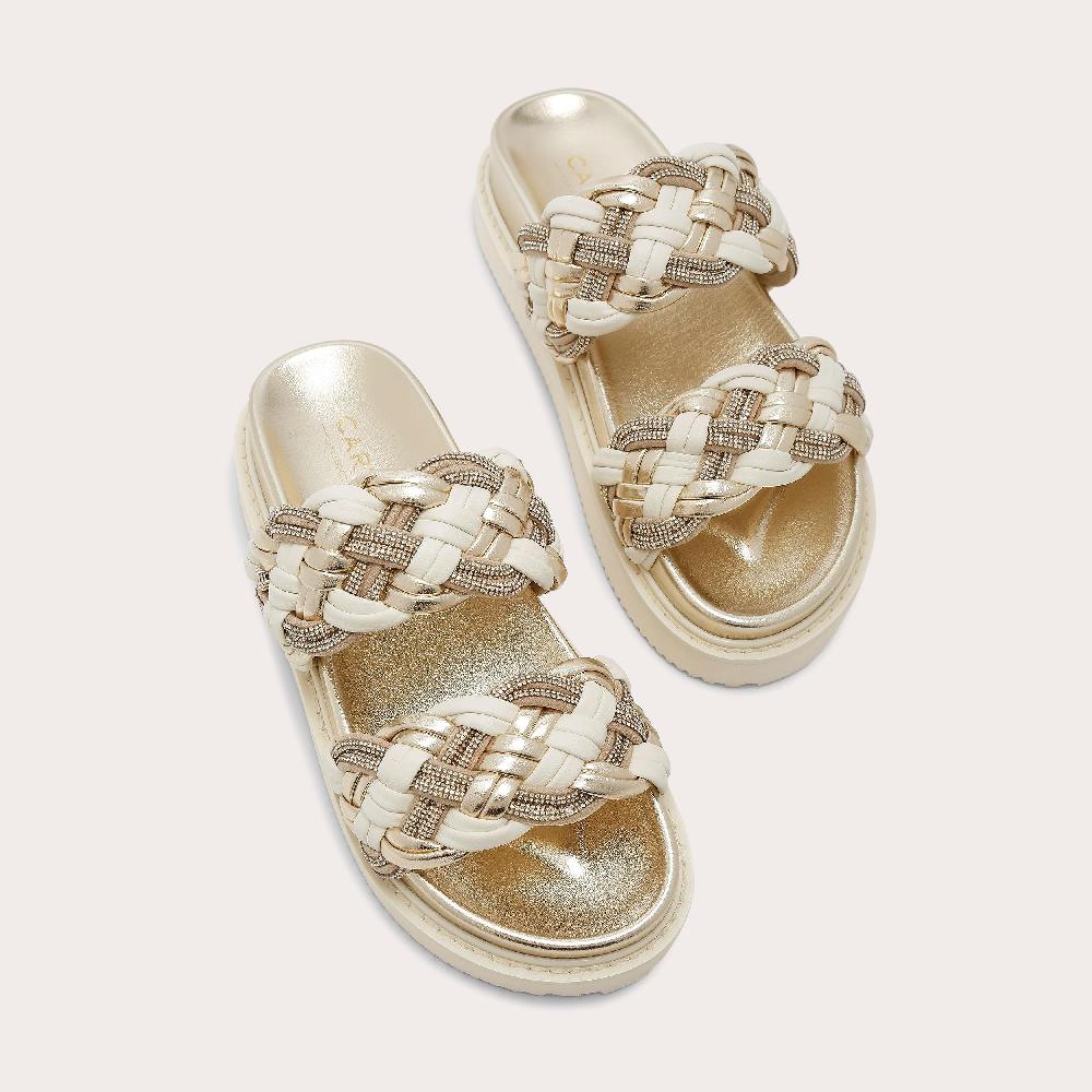 Carvela MAIELLA FLATFORM Gold And Bone Flatform Sandal By CARVELA