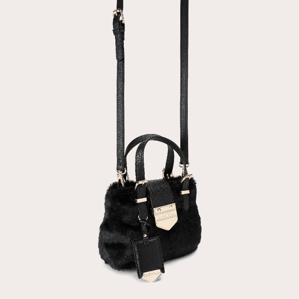 Carvela MARIA MICRO FUR Black Faux Fur Bag By CARVELA