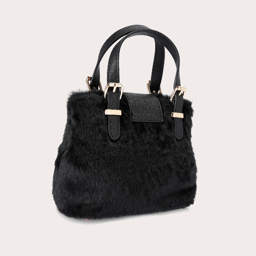 Carvela MARIA MICRO FUR Black Faux Fur Bag By CARVELA