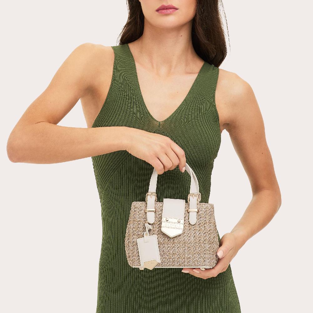 Carvela MARIA MICRO TOTE Bone Woven Tote Bag By CARVELA