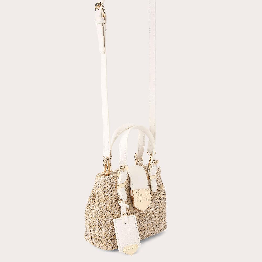 Carvela MARIA MICRO TOTE Bone Woven Tote Bag By CARVELA