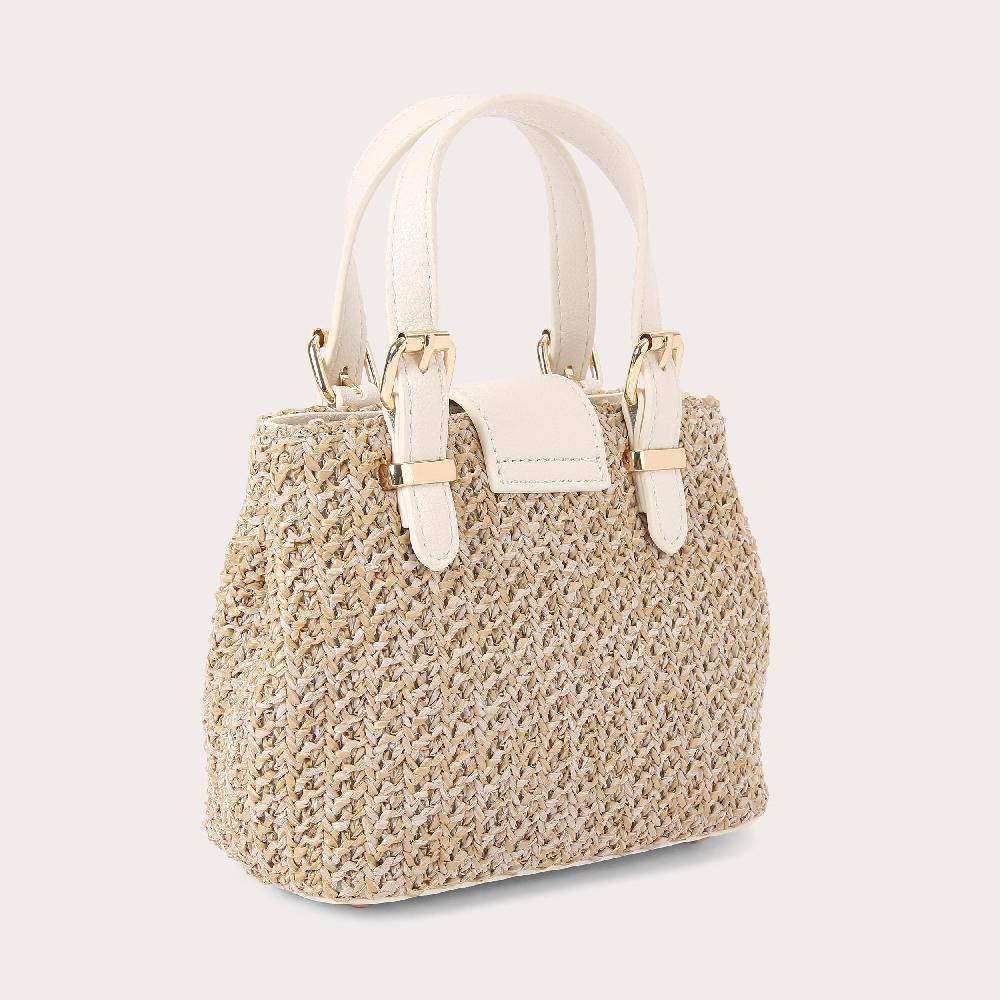 Carvela MARIA MICRO TOTE Bone Woven Tote Bag By CARVELA