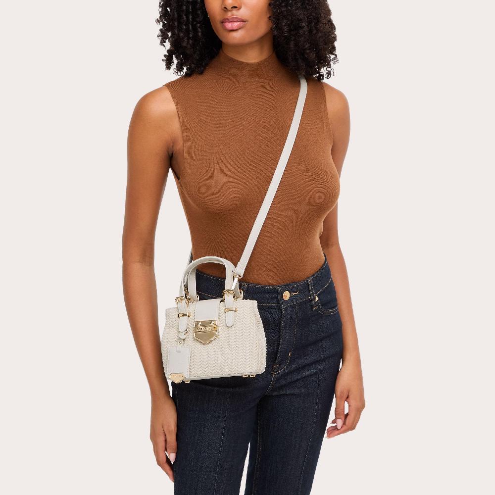 Carvela MARIA MICRO WEAVE Bone Woven Leather Tote Bag By CARVELA