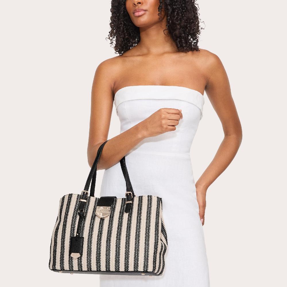 Carvela MARIA MIDI STRIPE Striped Raffia Tote Bag By CARVELA